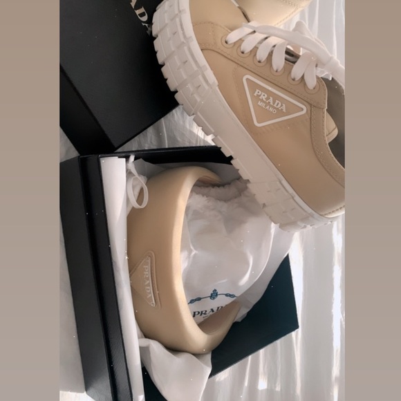 COPY - Tan pair of platform Prada sneakers and head band - Picture 2 of 2